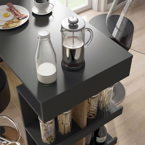 Set De Table De Bar Dana 57743 Anthracite/chêne Doré 108x50cm Avec 2 Tabourets De Bar