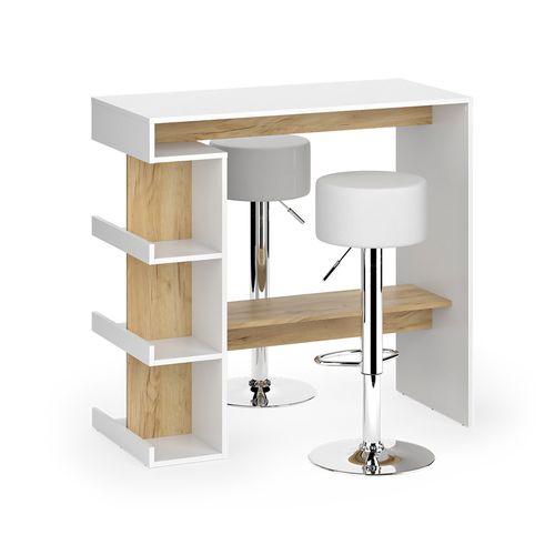 Set De Table De Bar Dana 57744 Chêne Blanc/force De Lor 108x50cm Avec 2 Tabourets De Bar