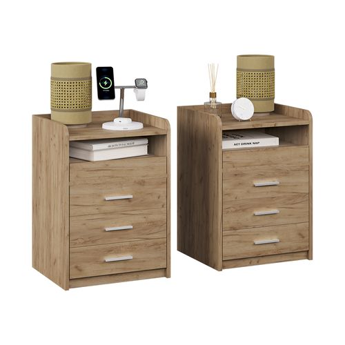 Table De Nuit Edis 57747 Chêne De Force Doré Lot De 2