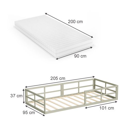 Lit Pour Enfant Minno 57755 Grège 90x200 Avec Matelas