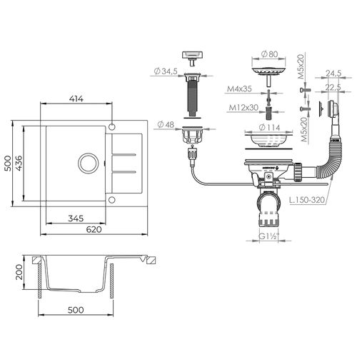 Evier Rom 57769 Blanc 62x50cm