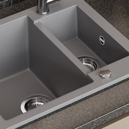 Evier Prag 57780 Gris 58x50cm Avec 2 Éviers