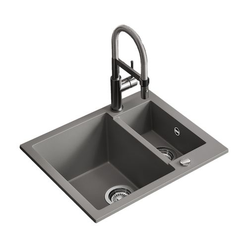 Evier Prag 57782 Béton 58x50cm Avec 2 Éviers