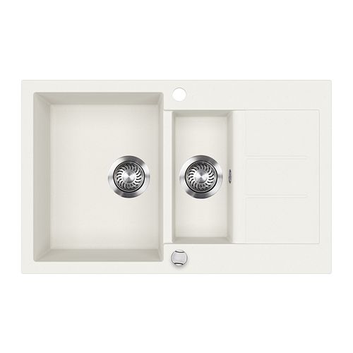 Evier Seattle 57784 Blanc 80x50cm Avec 2 Éviers Et Espace De Séchage