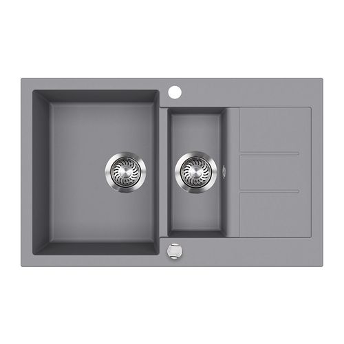 Evier Seattle 57785 Gris 80x50cm Avec 2 Éviers Et Espace De Séchage