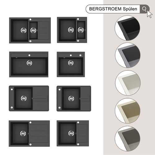 Evier Seattle 57785 Gris 80x50cm Avec 2 Éviers Et Espace De Séchage