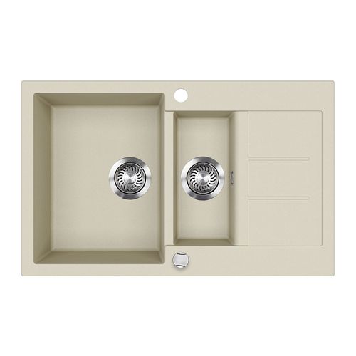 Evier Seattle 57786 Beige 80x50cm Avec 2 Éviers Et Espace De Séchage