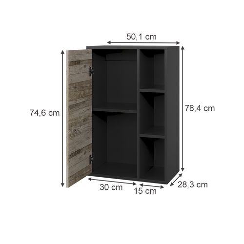 Etagère Berno 57816 Noir/chêne Sable 50.1x78.4cm Avec 2 Compartiments Fermés