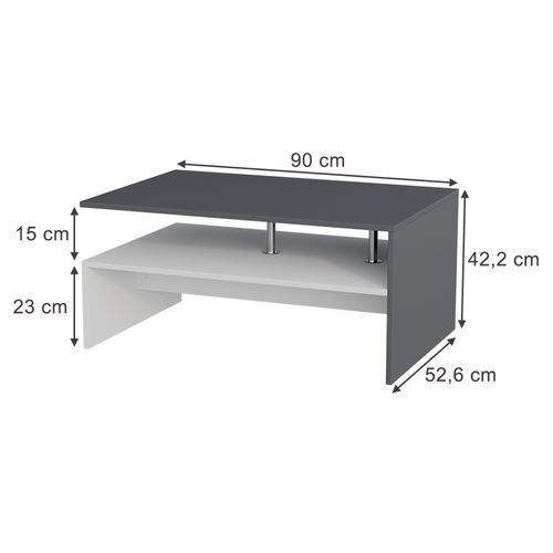 Table Basse Amato 57829 Anthracite/blanc 90x52.6cm
