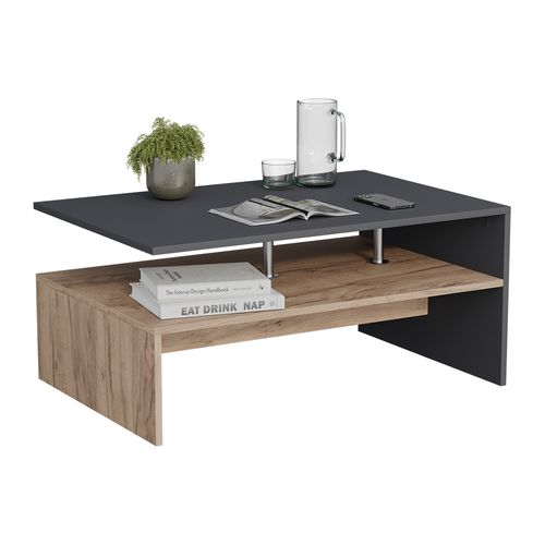 Table Basse Amato 57832 Anthracite/chêne Doré 90x52.6cm