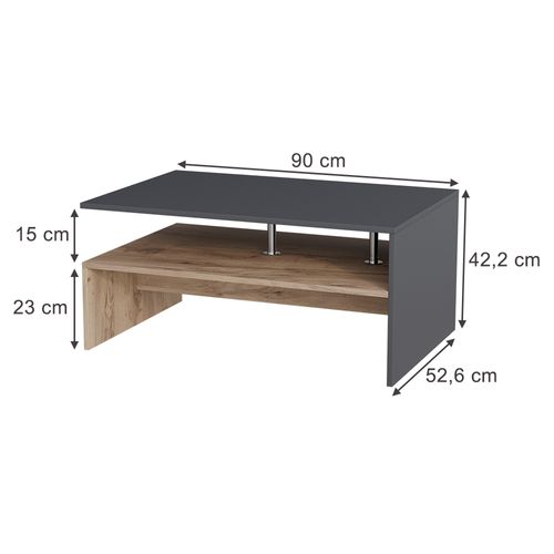 Table Basse Amato 57832 Anthracite/chêne Doré 90x52.6cm