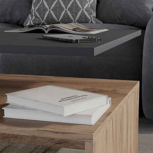 Table Basse Amato 57832 Anthracite/chêne Doré 90x52.6cm