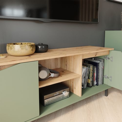 Meuble TV Marelle 57840 Vert/artisan 150x60cm Avec 2 Portes