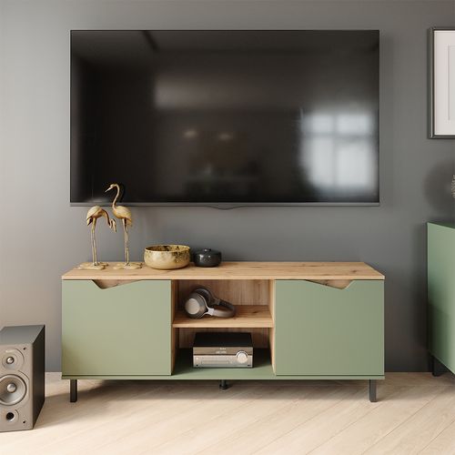 Meuble TV Marelle 57840 Vert/artisan 150x60cm Avec 2 Portes