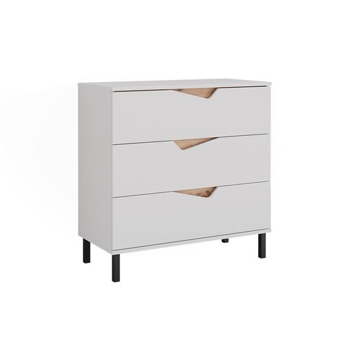 Commode Avec Tiroirs Marelle, Blanc/artisan, 80x81.2cm Avec 3 Tiroirs