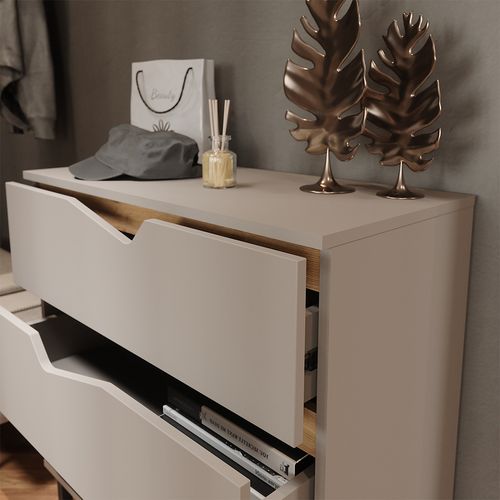 Commode Avec Tiroirs Marelle, Greige/artisan, 80x81.2cm Avec 3 Tiroirs