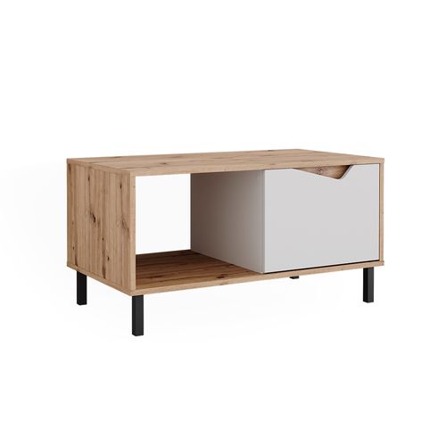 Table Basse Marelle, Blanc/artisan, 90x50cm Avec 1 Porte