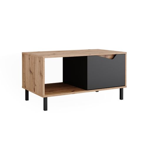 Table Basse Marelle, Anthracite/artisan, 90x50cm Avec 1 Porte