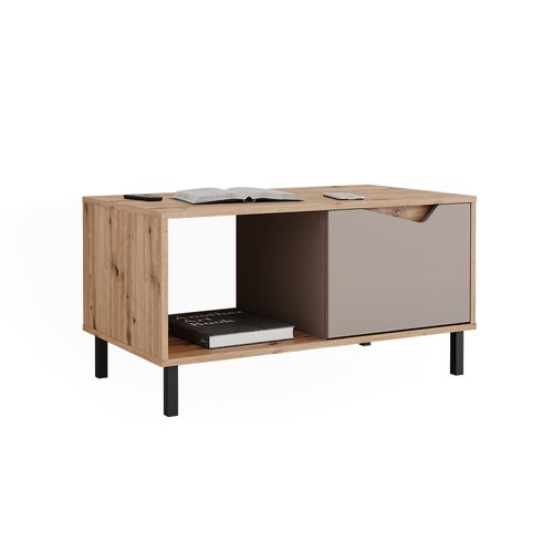Table Basse Marelle, Greige/artisan, 90x50cm Avec 1 Porte