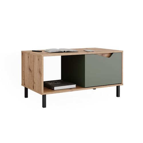 Table Basse Marelle, Vert/artisan, 90x50cm Avec 1 Porte