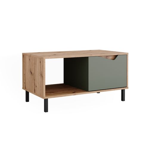 Table Basse Marelle, Vert/artisan, 90x50cm Avec 1 Porte