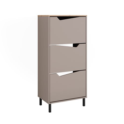 Benne à Chaussures Marelle, Greige/artisan, 60x129.5cm Avec 3 Compartiments