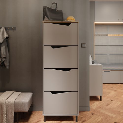 Benne à Chaussures Marelle 57867 Greige/artisan 60x167.4cm Avec 4 Compartiments