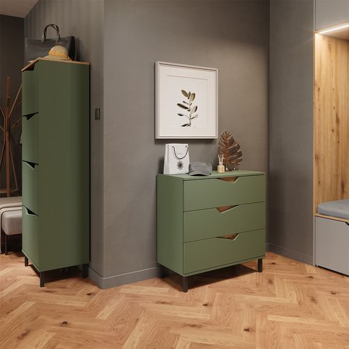 Benne à Chaussures Marelle, Vert/artisan, 60x167.4cm Avec 4 Compartiments