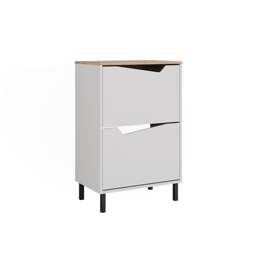 Benne à Chaussures Marelle, Blanc/artisan, 60x91.6cm Avec 2 Compartiments