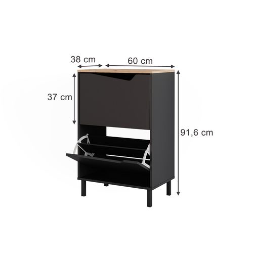 Benne à Chaussures Marelle, Anthracite/artisan, 60x91.6cm Avec 2 Compartiments