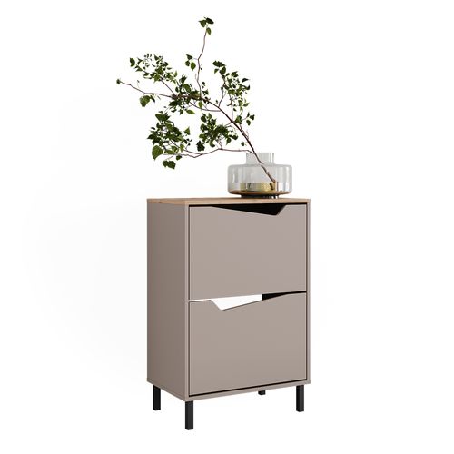 Benne à Chaussures Marelle, Greige/artisan, 60x91.6cm Avec 2 Compartiments