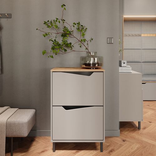 Benne à Chaussures Marelle, Greige/artisan, 60x91.6cm Avec 2 Compartiments