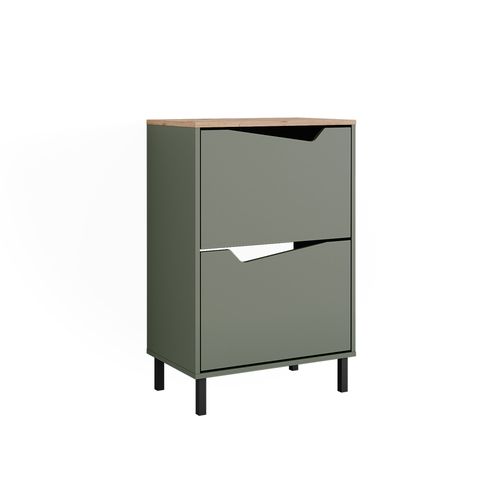 Benne à Chaussures Marelle, Vert/artisan, 60x91.6cm Avec 2 Compartiments