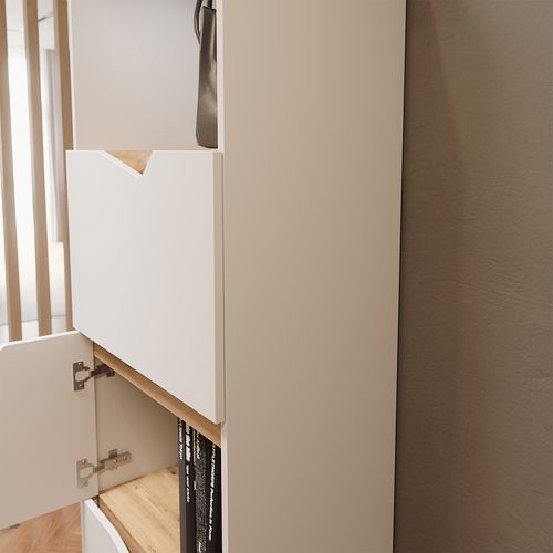 Commode Marelle 57873 Blanc/artisan 60x169.5cm Avec 4 Compartiments