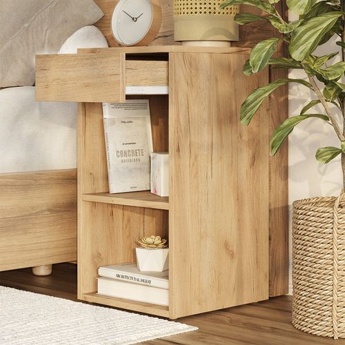 Table De Chevet Dany 57887 Chêne De Force Doré 35x65cm Avec 1 Tiroir