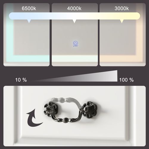 Coiffeuse Belle 57912 Blanc 120cm Avec Éclairage LED à Intensité Variable