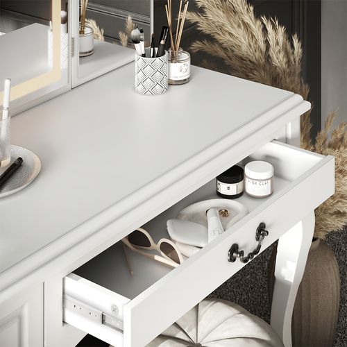 Coiffeuse Belle 57912 Blanc 120cm Avec Éclairage LED à Intensité Variable