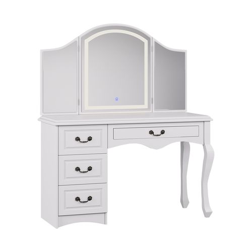 Coiffeuse Belle 57912 Blanc 120cm Avec Éclairage LED à Intensité Variable