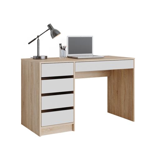Bureau Sherry 57916 Sonoma/blanc 55x120cm Avec Tiroirs