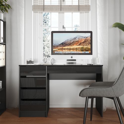 Bureau Sherry 57917 Anthracite Haute Brillance 55x120cm Avec Tiroirs