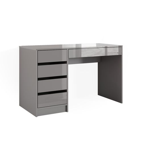 Bureau Sherry 57918 Gris Haute Brillance 55x120cm Avec Tiroirs