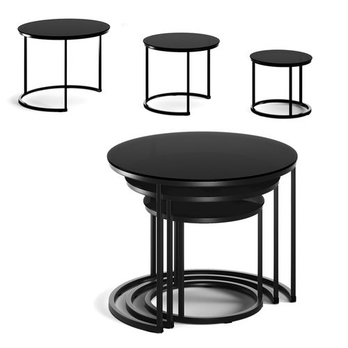 Set De Tables Basses Montreal 57929 Verre 55x55cm 3 Pièces