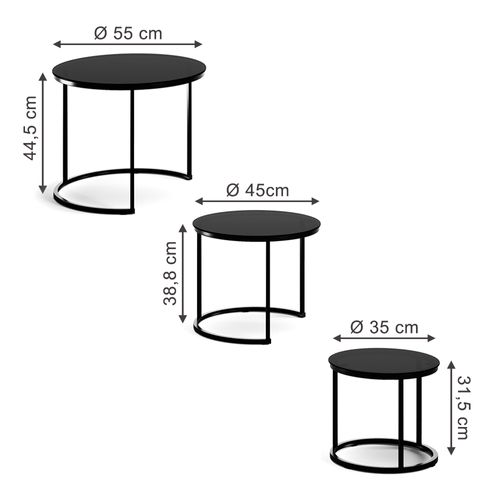 Set De Tables Basses Montreal 57929 Verre 55x55cm 3 Pièces