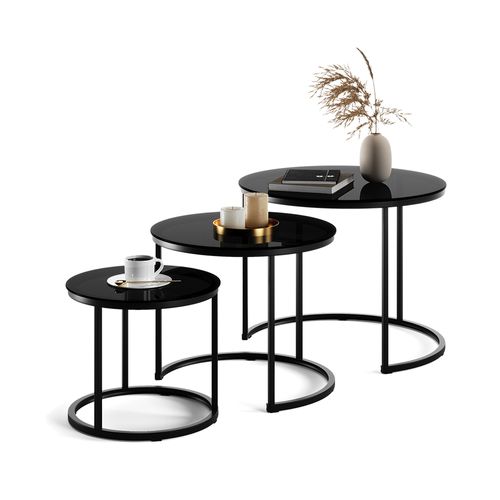 Set De Tables Basses Montreal 57929 Verre 55x55cm 3 Pièces
