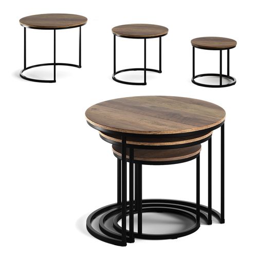 Set De Tables Basses Montreal 57937 Bois 55x55cm 3 Pièces