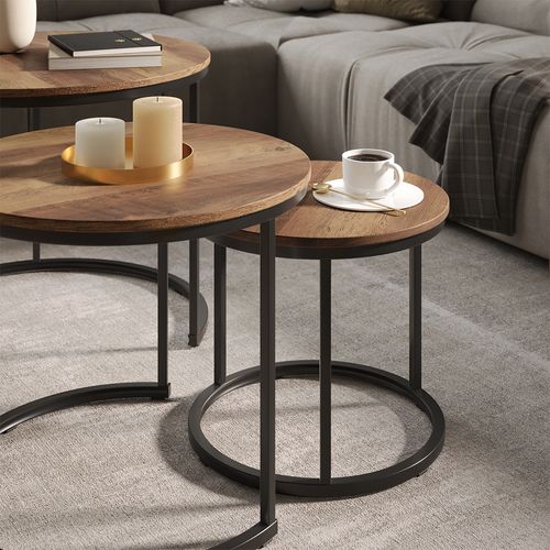 Set De Tables Basses Montreal 57937 Bois 55x55cm 3 Pièces