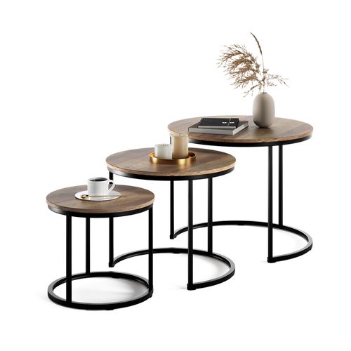 Set De Tables Basses Montreal 57937 Bois 55x55cm 3 Pièces