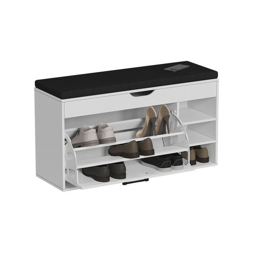 Banc Pour Chaussures Solino 57939 Blanc/noir 90x50cm Avec Siège