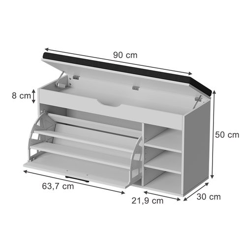 Banc Pour Chaussures Solino 57939 Blanc/noir 90x50cm Avec Siège