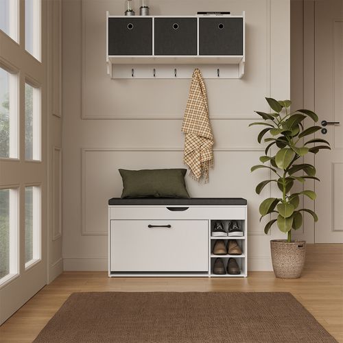 Banc Pour Chaussures Solino 57939 Blanc/noir 90x50cm Avec Siège